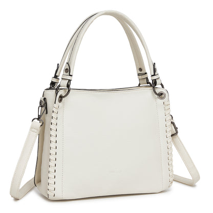 Miss Lulu Textured PU Leather Crossbody Handbag with Woven Accents for Women