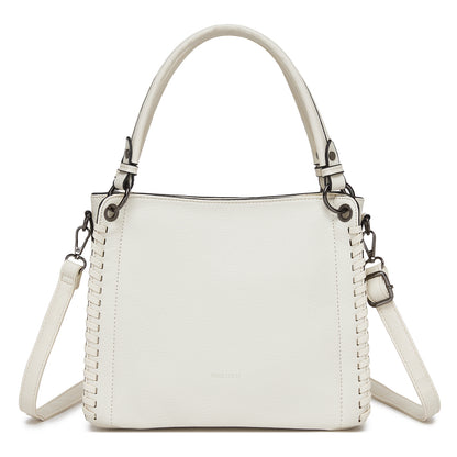 Miss Lulu Textured PU Leather Crossbody Handbag with Woven Accents for Women