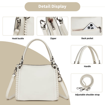 Miss Lulu Textured PU Leather Crossbody Handbag with Woven Accents for Women