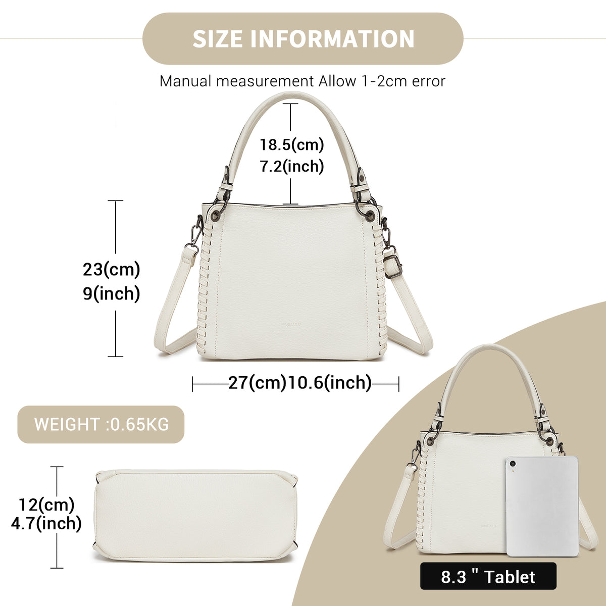 Miss Lulu Textured PU Leather Crossbody Handbag with Woven Accents for Women