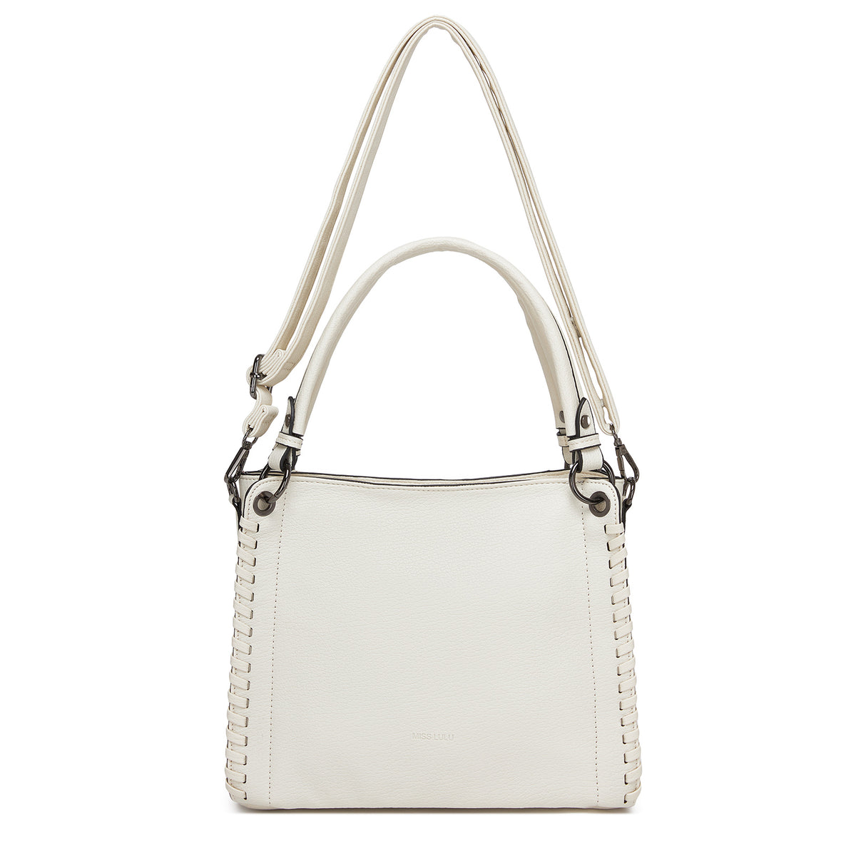 Miss Lulu Textured PU Leather Crossbody Handbag with Woven Accents for Women