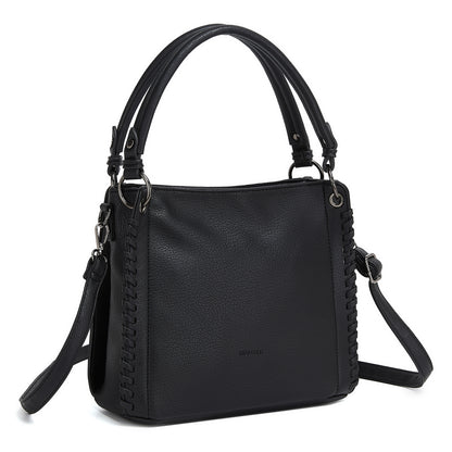 Miss Lulu Textured PU Leather Crossbody Handbag with Woven Accents for Women