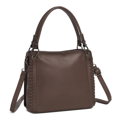 Miss Lulu Textured PU Leather Crossbody Handbag with Woven Accents for Women