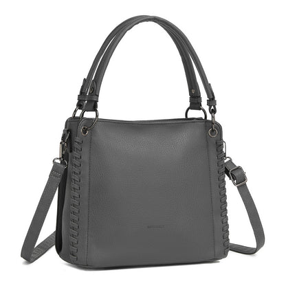 Miss Lulu Textured PU Leather Crossbody Handbag with Woven Accents for Women