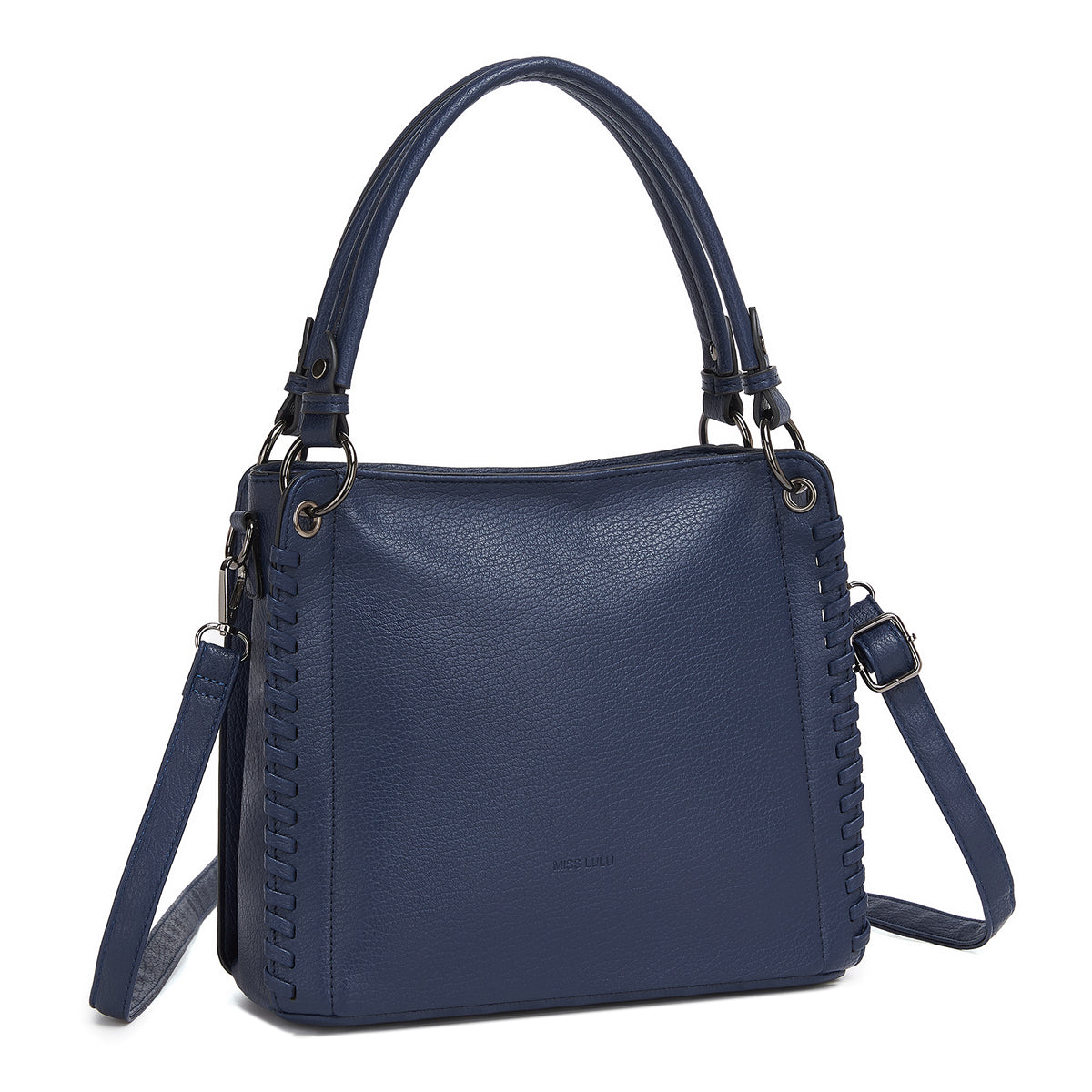 Miss Lulu Textured PU Leather Crossbody Handbag with Woven Accents for Women