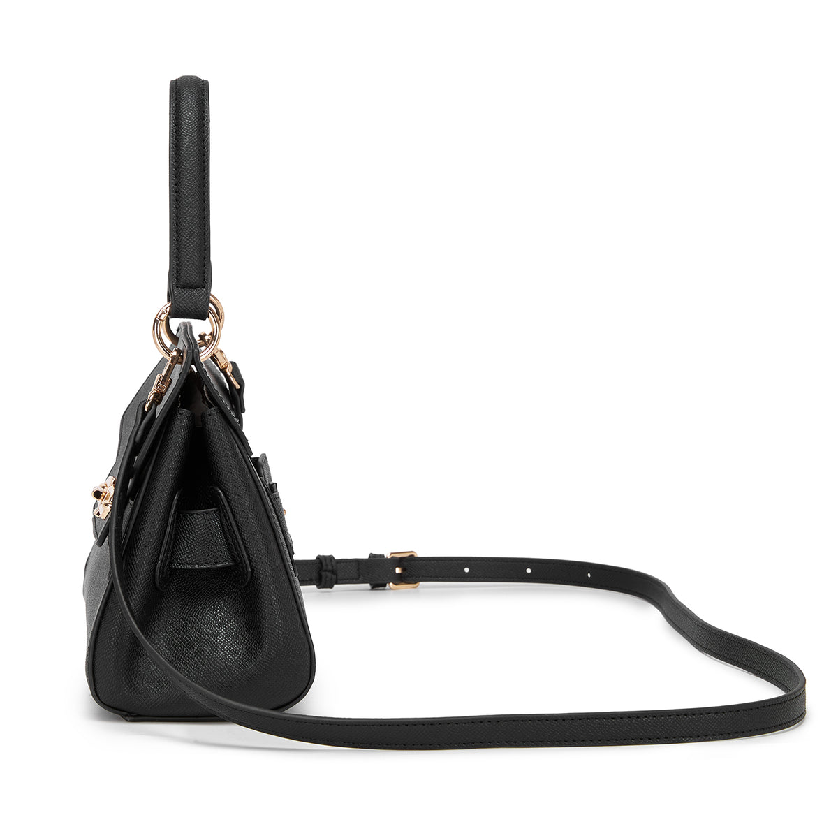 Miss Lulu Elegant Structured PU Top-Handle Mini Satchel–Twist-Lock Flap and