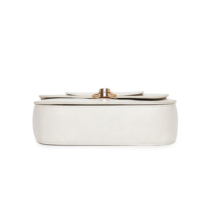 Miss Lulu Stylish PU Saddle Bag with Chain-Accent Top Handle & Adjustable Strap