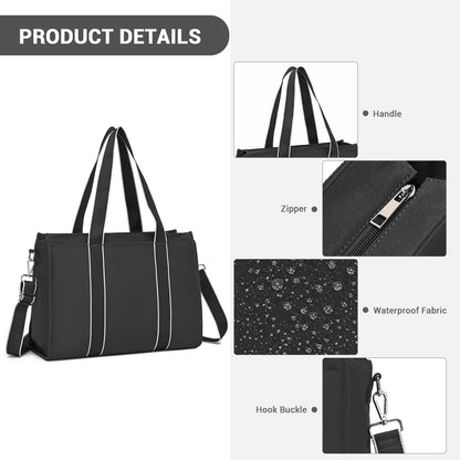 Miss Lulu Wearproof Large Capacity Tote Bag with 15.6” Laptop Sleeve
