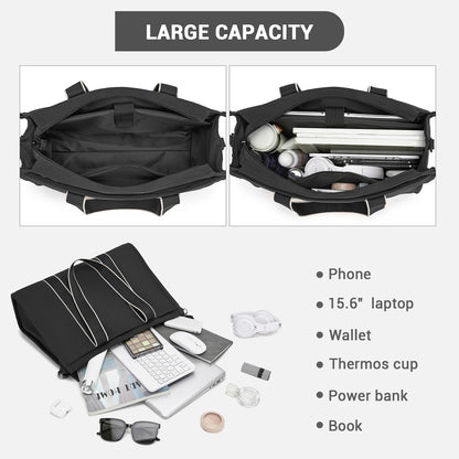 Miss Lulu Wearproof Large Capacity Tote Bag with 15.6” Laptop Sleeve