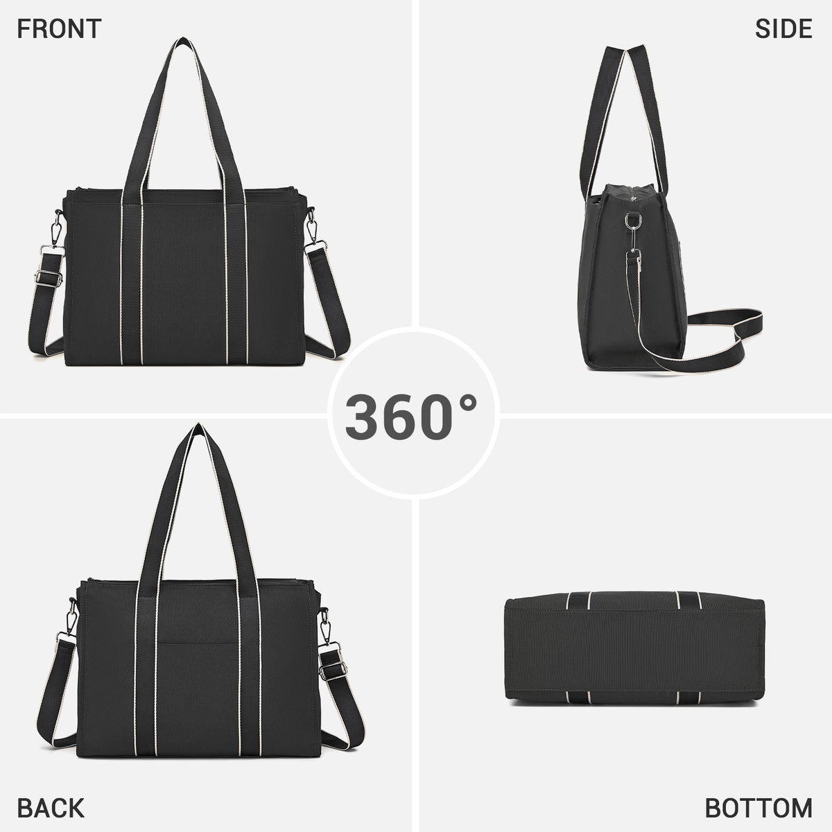 Miss Lulu Wearproof Large Capacity Tote Bag with 15.6” Laptop Sleeve