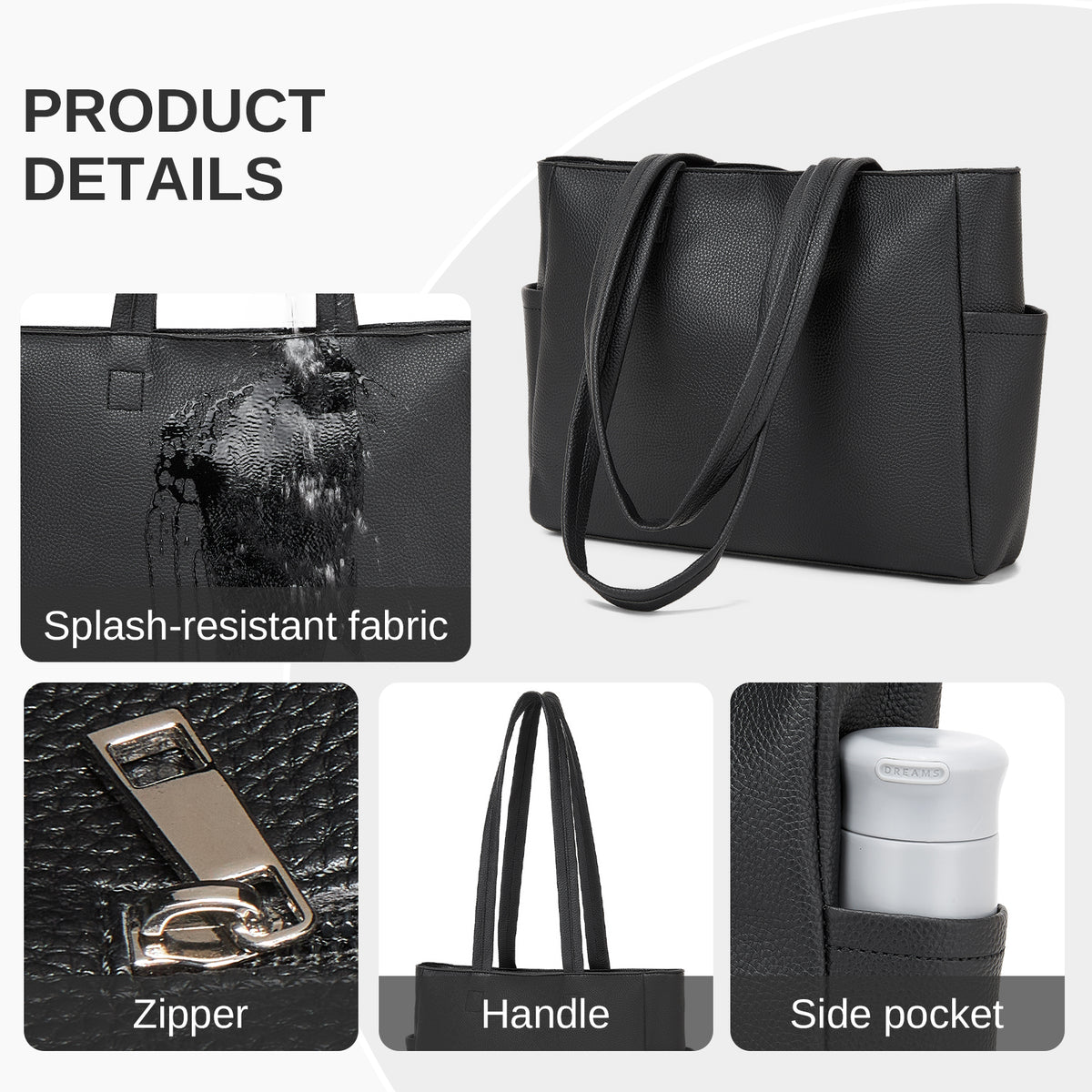 Miss Lulu Women’s Large Capacity PVC Tote Bag, 13‑inch Tablet Compartment