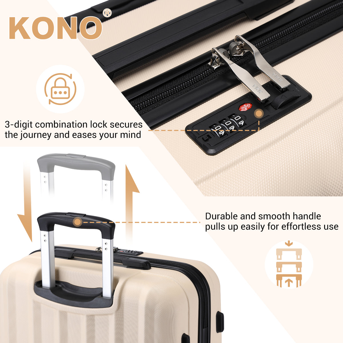 Kono ABS+PC Hard Shell Luggage