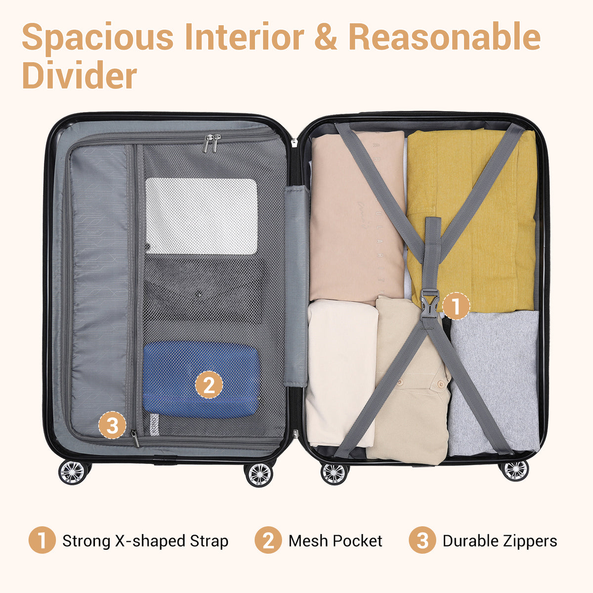 Kono ABS+PC Hard Shell Luggage