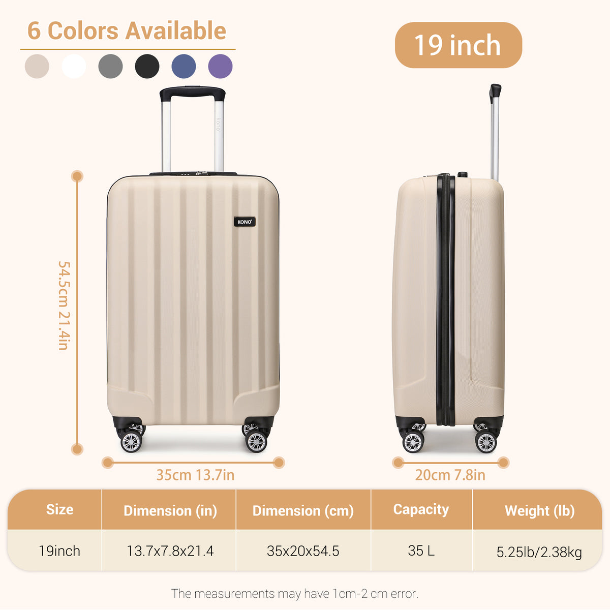 Kono ABS+PC Hard Shell Luggage