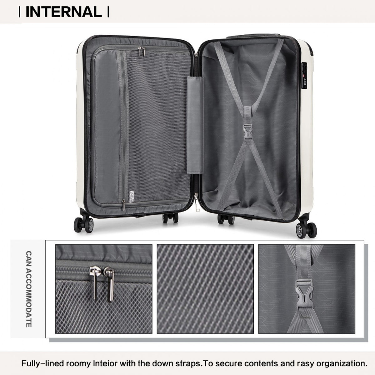 Kono ABS Lightweight Compact Hard Shell Suitcase Travel Luggage