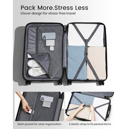 Kono ABS Lightweight Compact Hard Shell Suitcase Travel Luggage