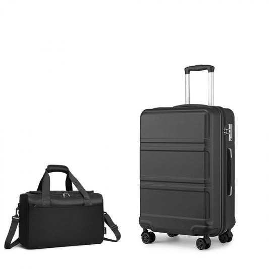 Kono ABS Sculpted Horizontal Design Suitcase With Bag