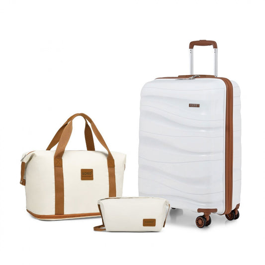 Kono Polypropylene Cabin Size Suitcase Travel with Weekend Bag and Toiletry Bag