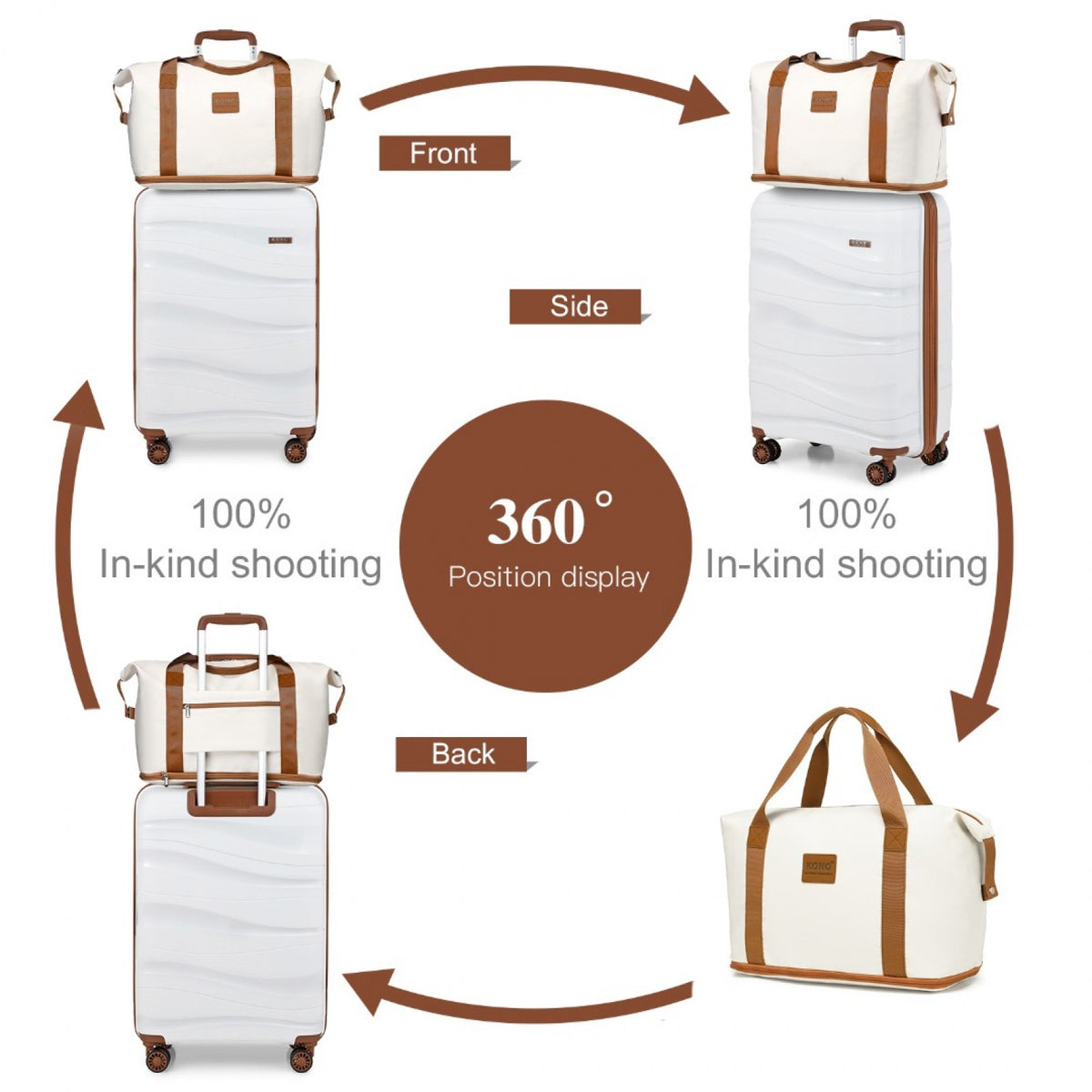 Kono Polypropylene Cabin Size Suitcase Travel with Weekend Bag and Toiletry Bag
