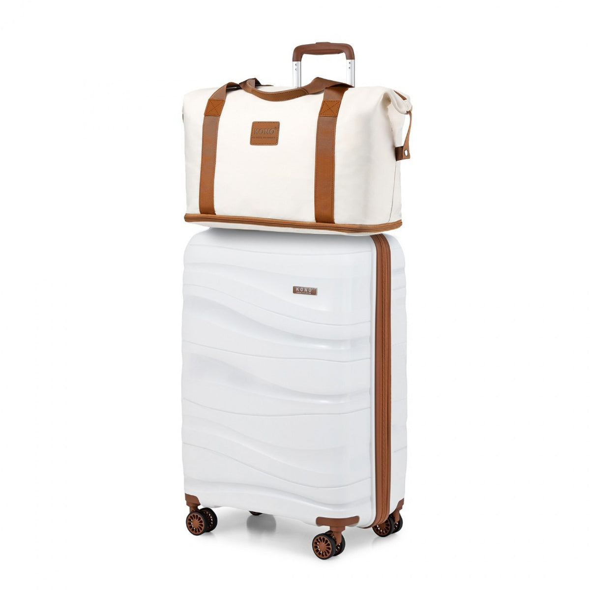 Kono Polypropylene Cabin Size Suitcase Travel with Weekend Bag and Toiletry Bag