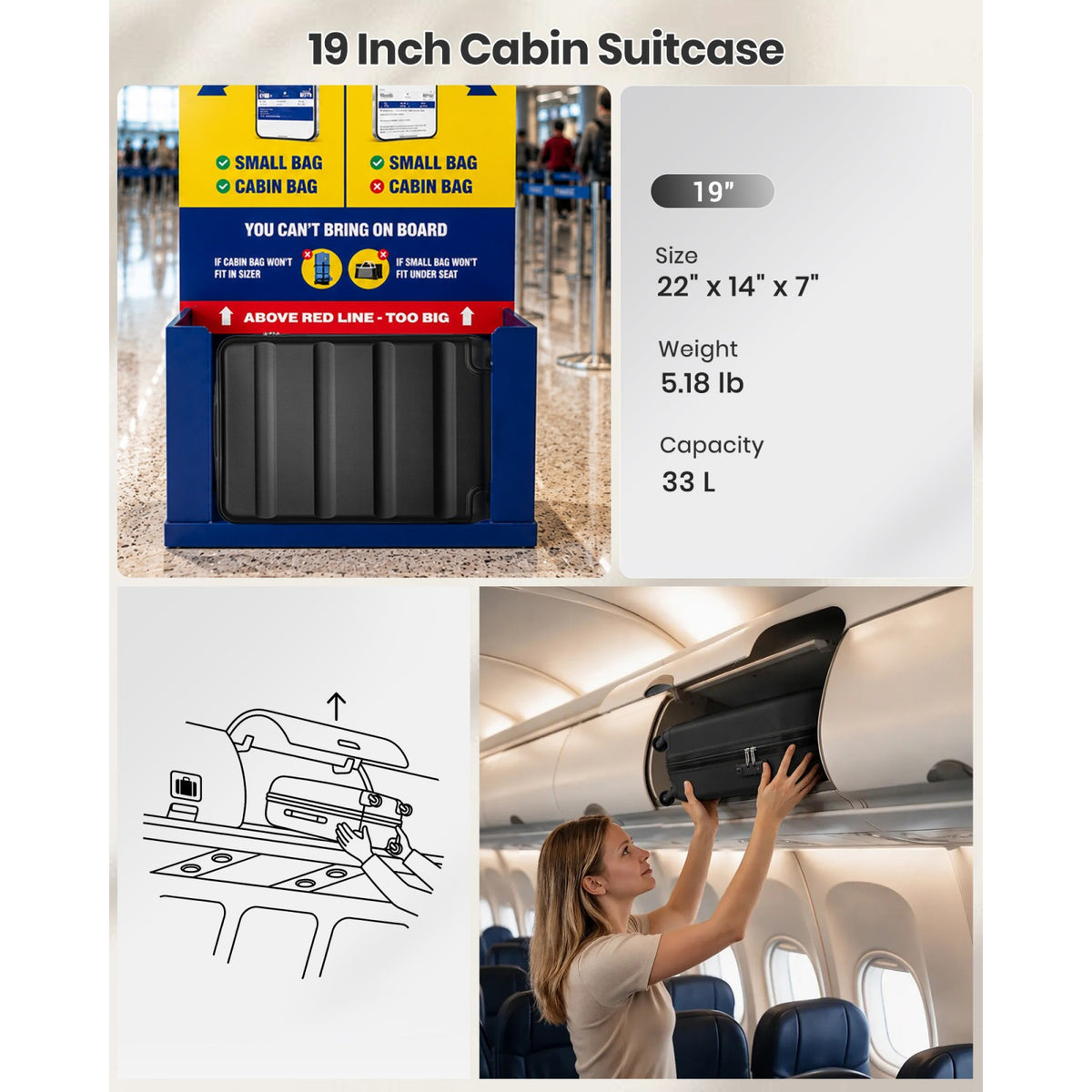 Kono Suitcase- Streamlined Lightweight ABS Hardshell