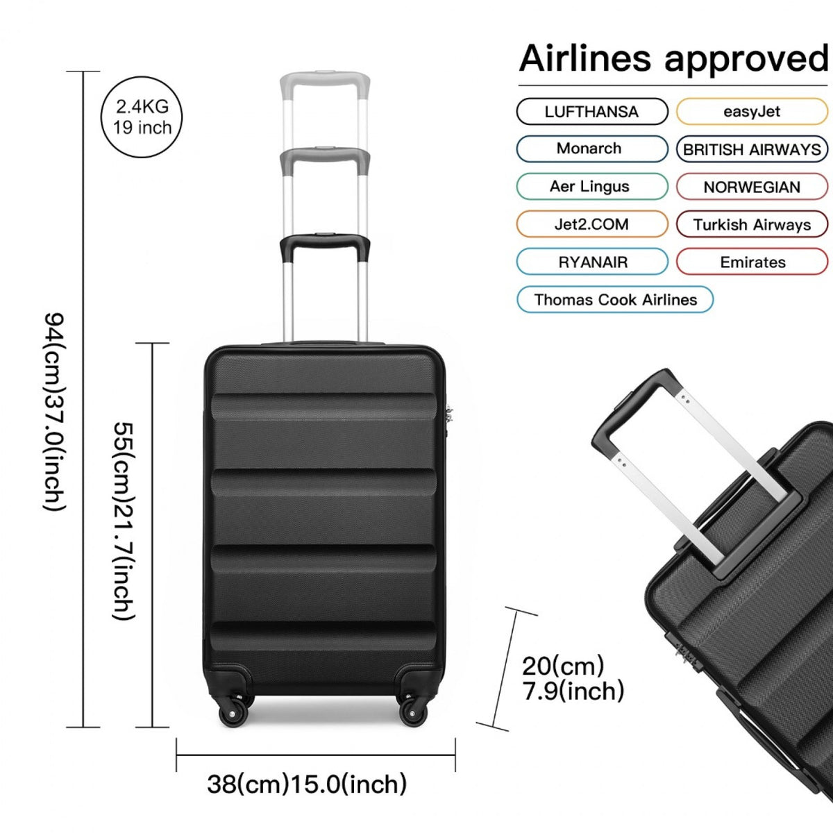 Kono Suitcase- Streamlined Lightweight ABS Hardshell