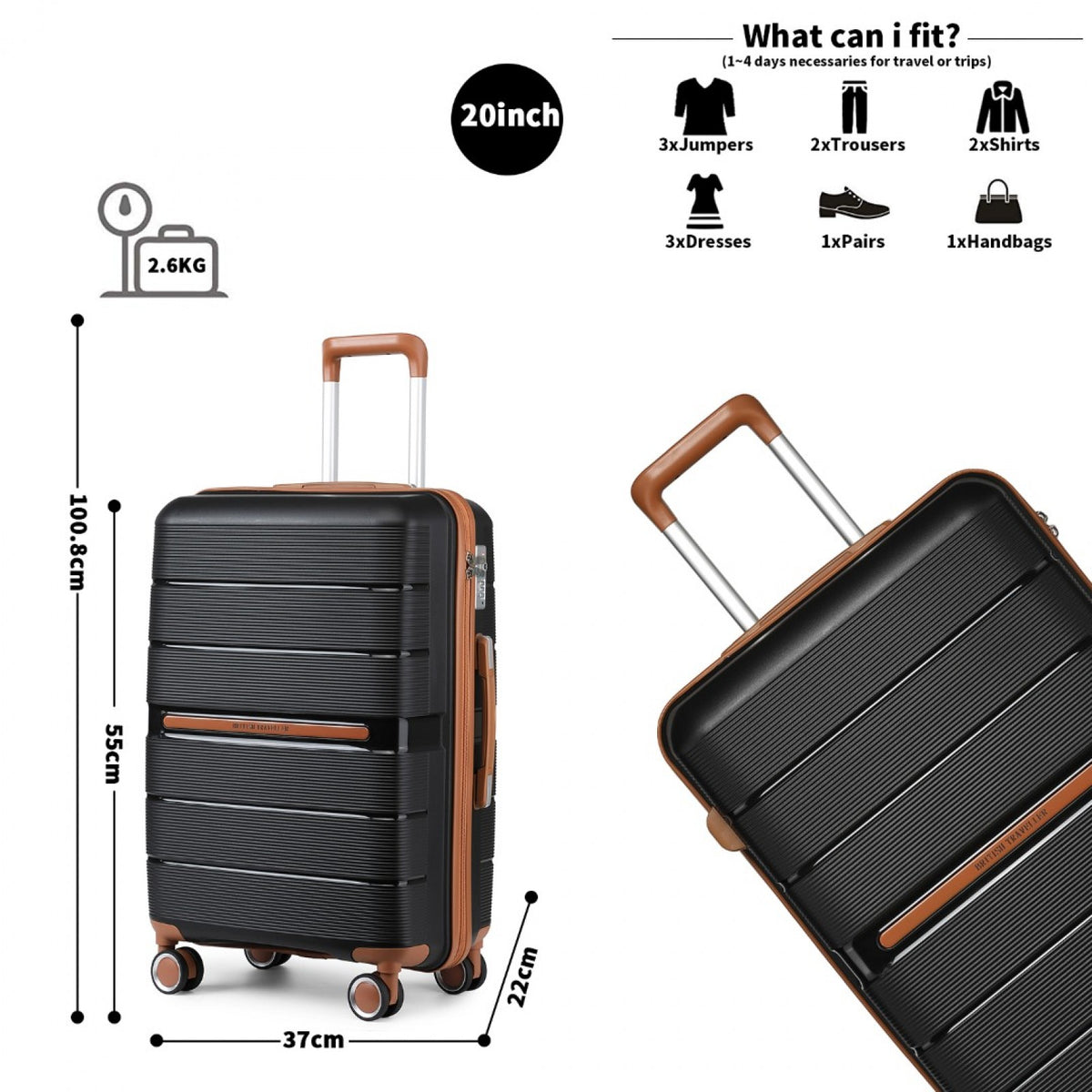 British Traveller Multi-Texture Polypropylene Hard Shell Suitcase With TSA Lock