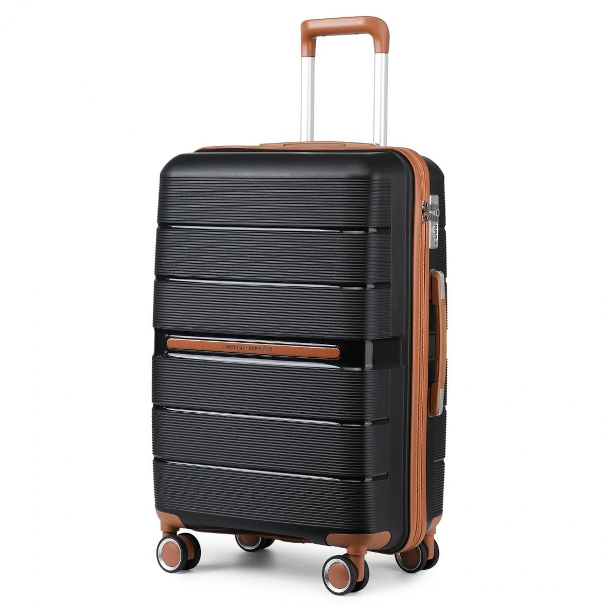 British Traveller Multi-Texture Polypropylene Hard Shell Suitcase With TSA Lock