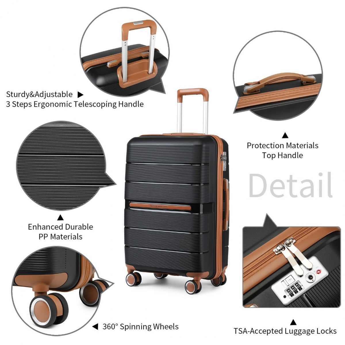 British Traveller Multi-Texture Polypropylene Hard Shell Suitcase With TSA Lock