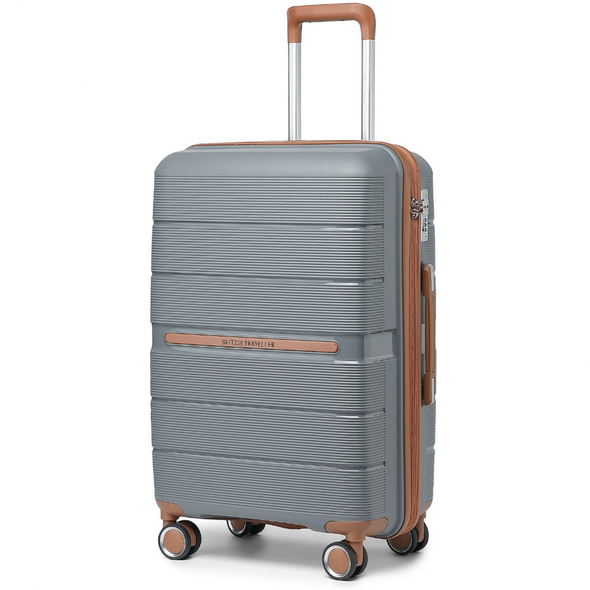 British Traveller Multi-Texture Polypropylene Hard Shell Suitcase With TSA Lock
