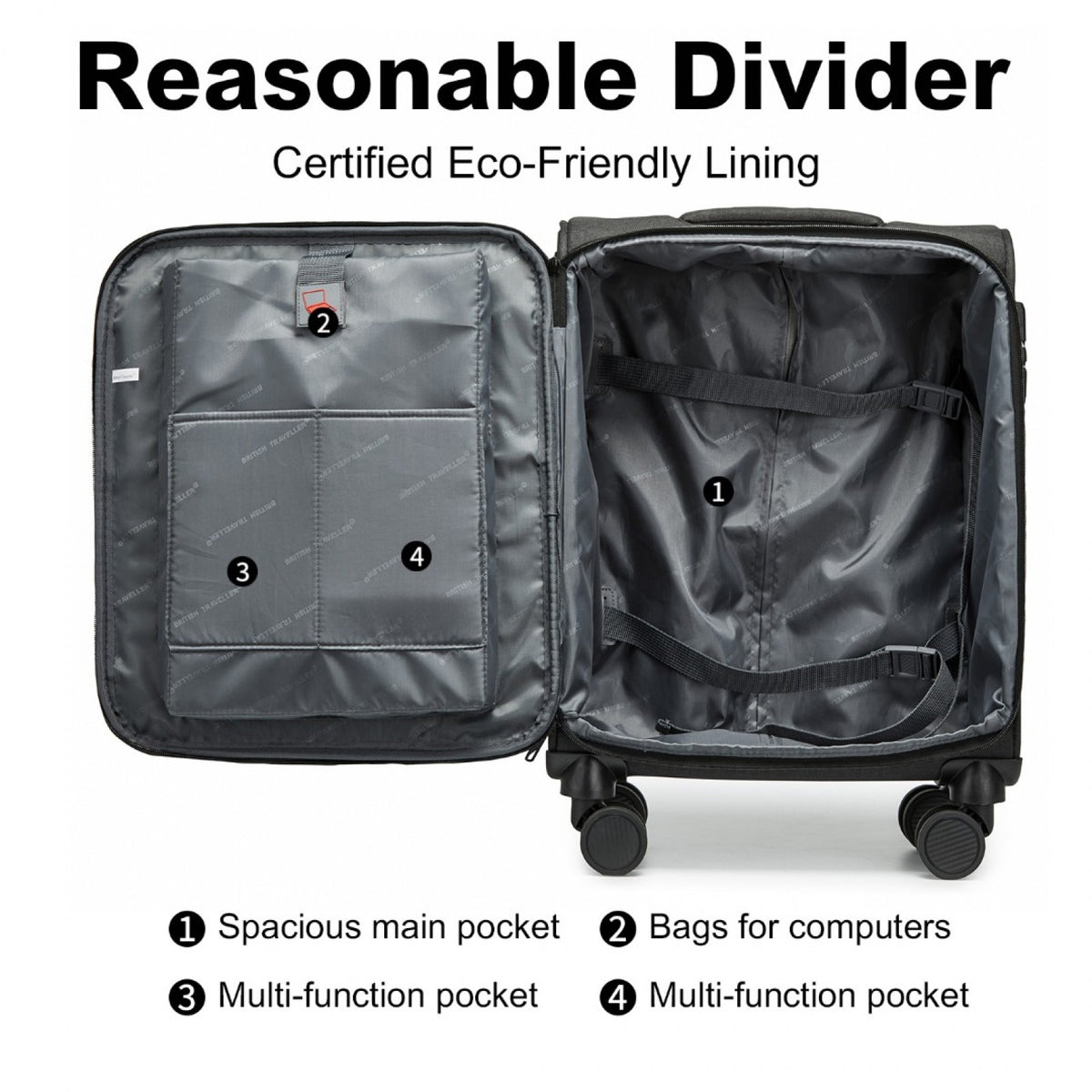 British Traveller Lightweight Suitcase