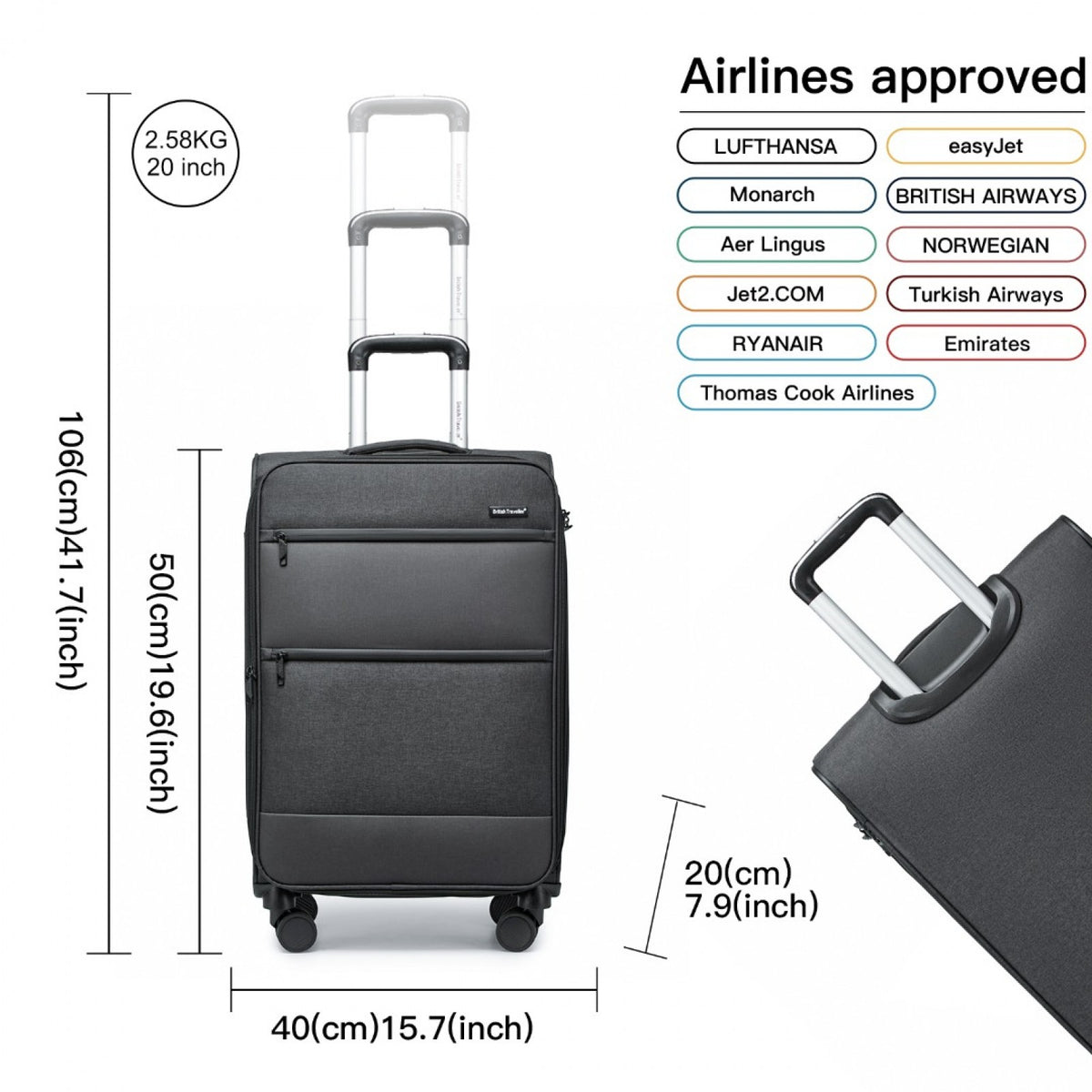 British Traveller Lightweight Suitcase