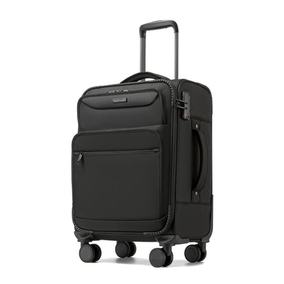British Traveller Durable Softshell Suitcase with Front Laptop Compartment