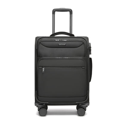 British Traveller Durable Softshell Suitcase with Front Laptop Compartment