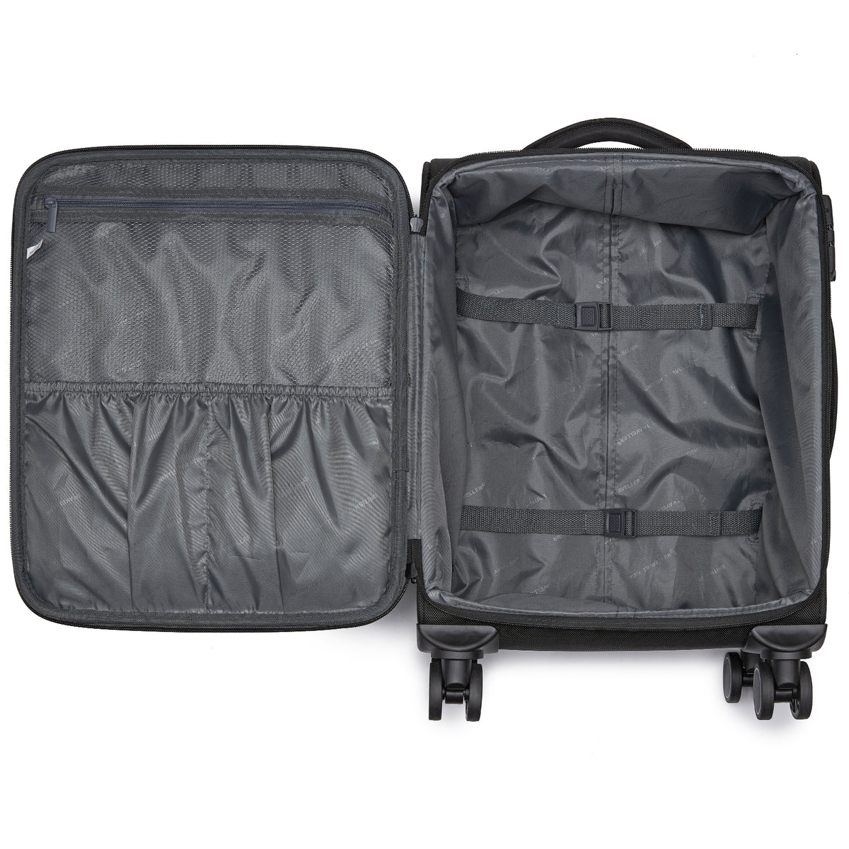 British Traveller Durable Softshell Suitcase with Front Laptop Compartment