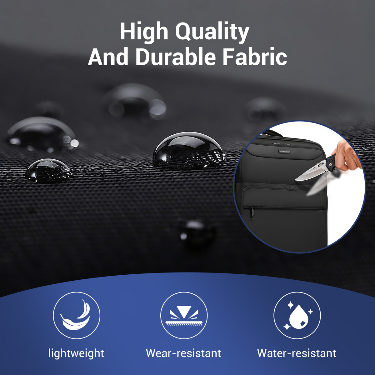 British Traveller Durable Softshell Suitcase with Front Laptop Compartment