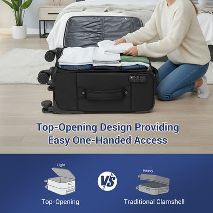 British Traveller Durable Softshell Suitcase with Front Laptop Compartment
