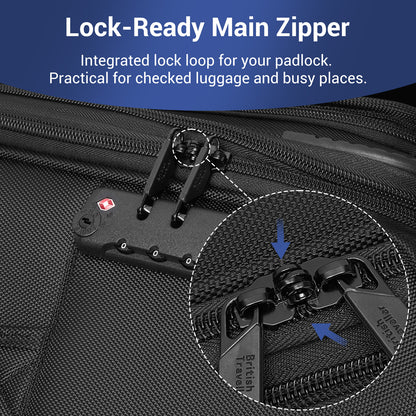 British Traveller Durable Softshell Suitcase with Front Laptop Compartment