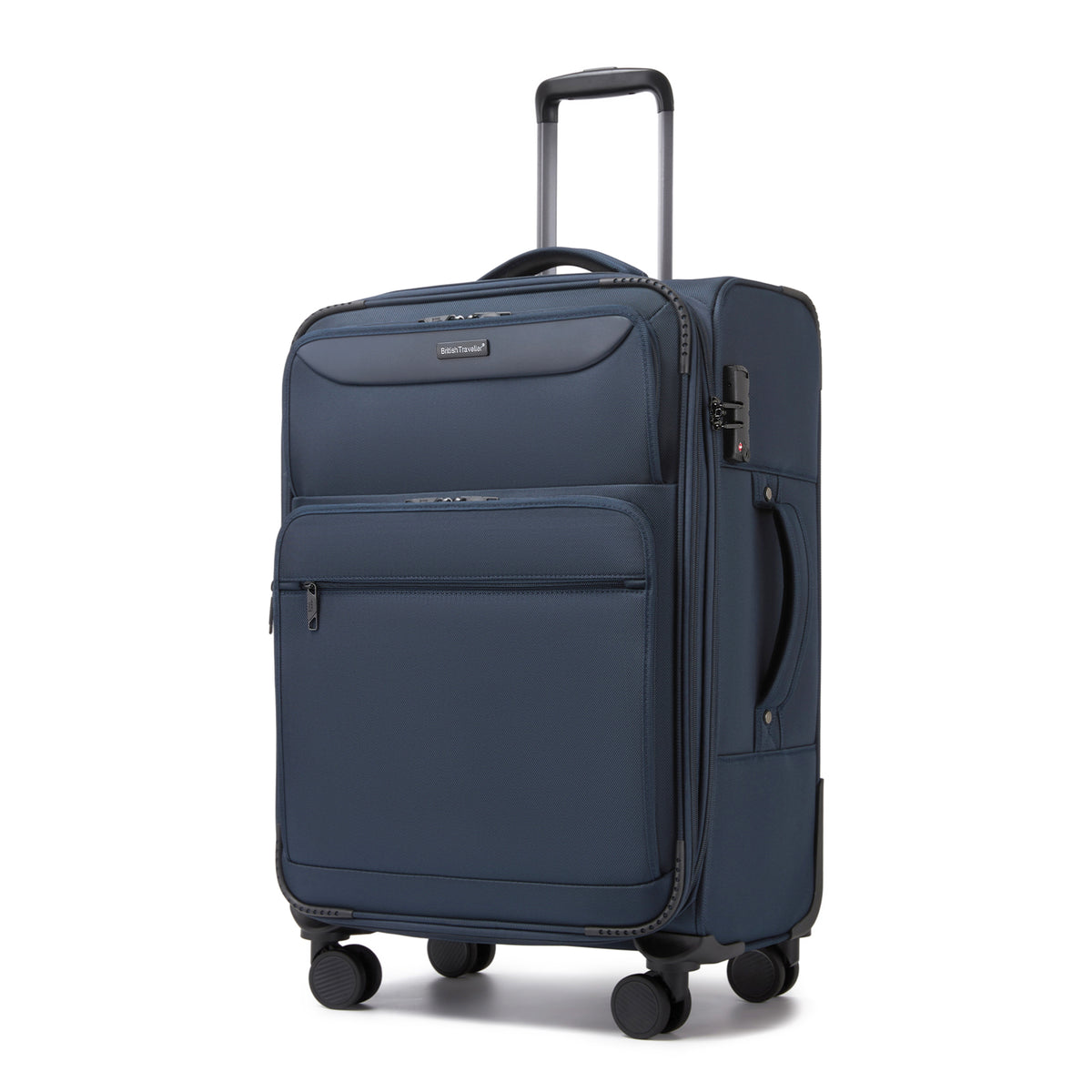British Traveller Durable Softshell Suitcase with Front Laptop Compartment