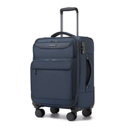 British Traveller Durable Softshell Suitcase with Front Laptop Compartment