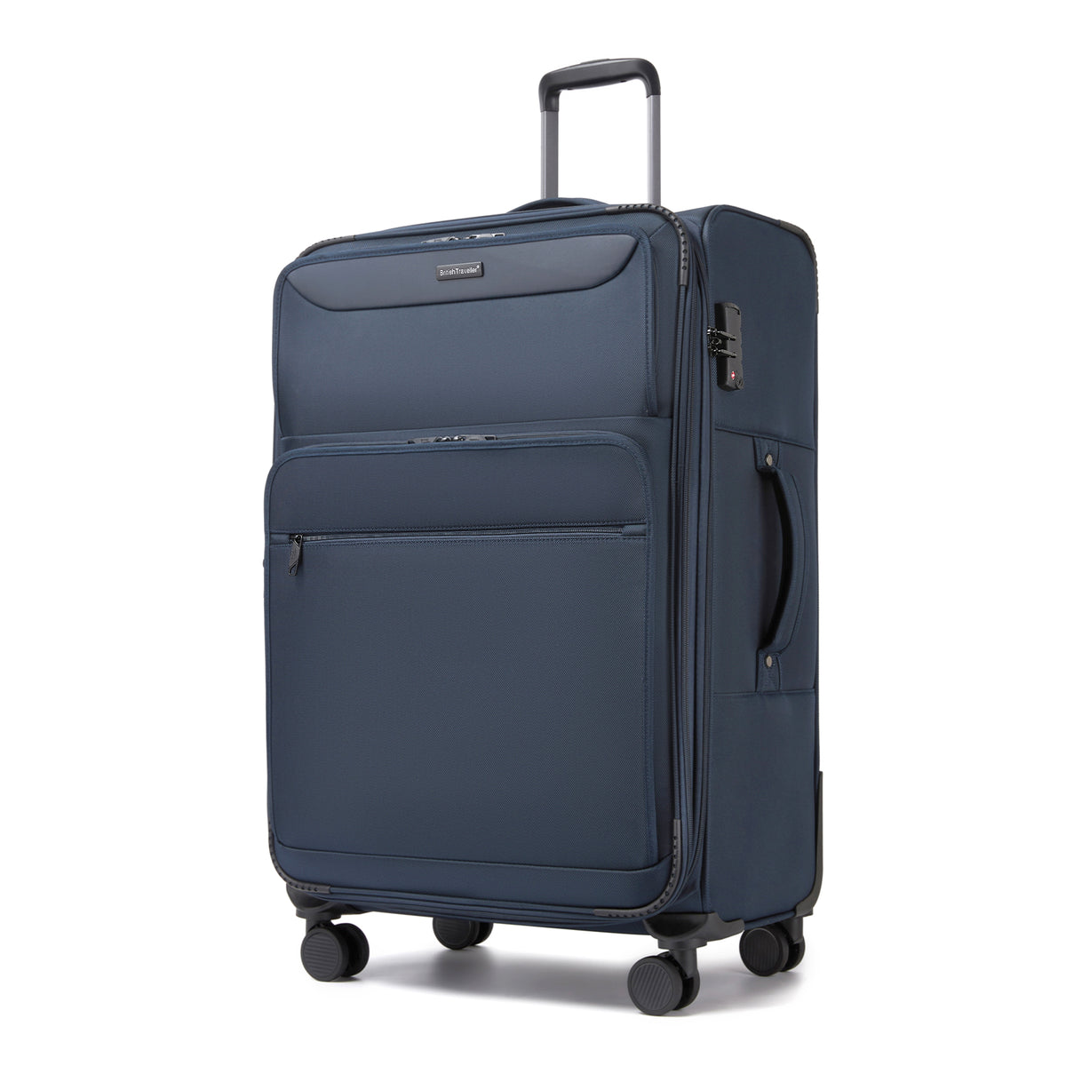British Traveller Durable Softshell Suitcase with Front Laptop Compartment
