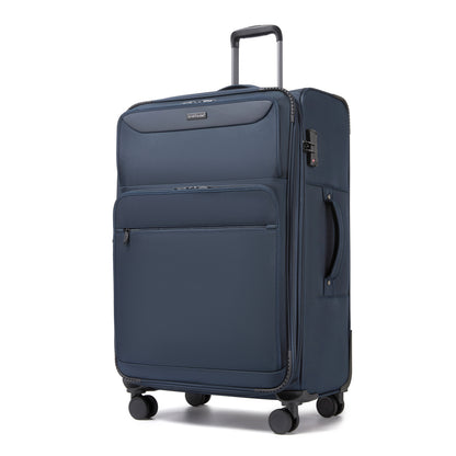 British Traveller Durable Softshell Suitcase with Front Laptop Compartment
