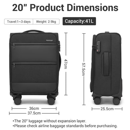 British Traveller Sleek Tough Travel Soft-Shell Suitcase