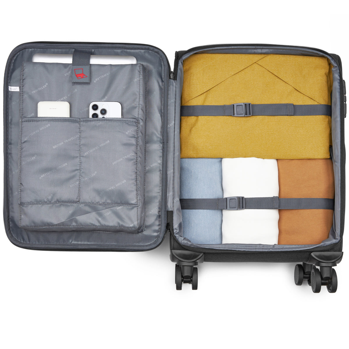 British Traveller Sleek Tough Travel Soft-Shell Suitcase