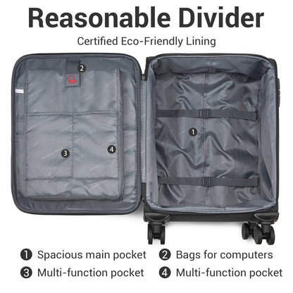 British Traveller Sleek Tough Travel Soft-Shell Suitcase