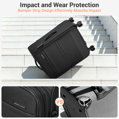 British Traveller Sleek Tough Travel Soft-Shell Suitcase