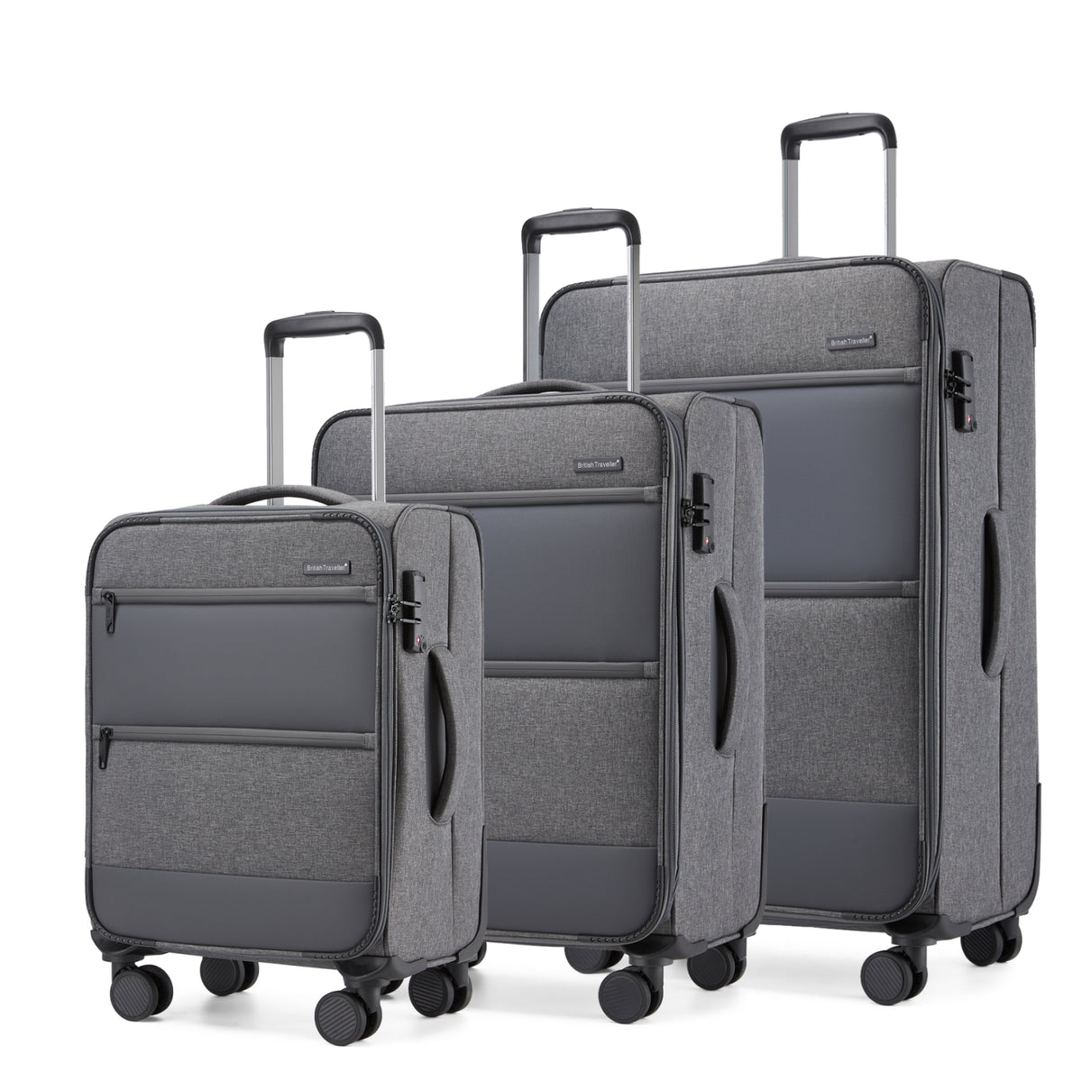 British Traveller Sleek Tough Travel Soft-Shell Suitcase
