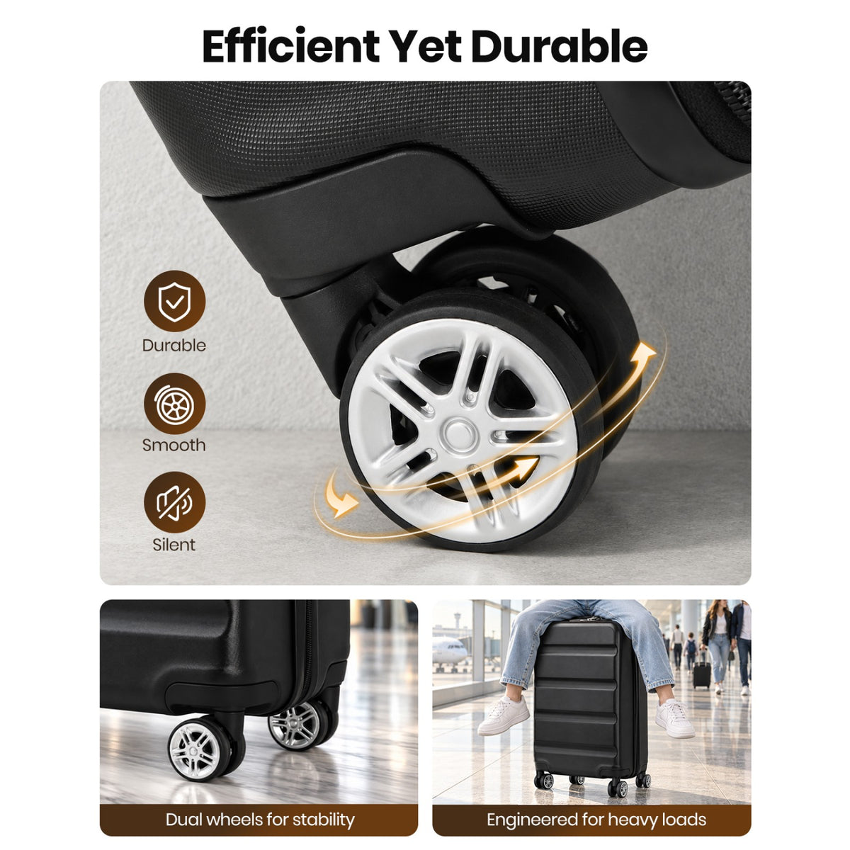Kono Stylish Horizontal Engraved Hard Shell ABS+PC Suitcase