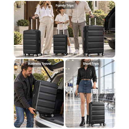 Kono Stylish Horizontal Engraved Hard Shell ABS+PC Suitcase