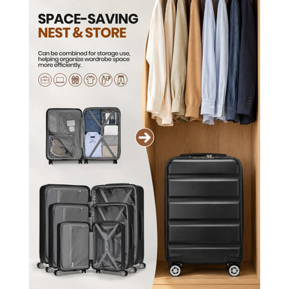 Kono Stylish Horizontal Engraved Hard Shell ABS+PC Suitcase